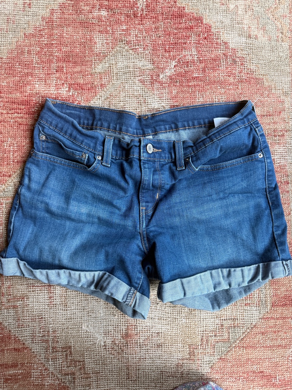 Levi's Women's Dark Blue Rolled Hem Denim Shorts